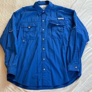 Columbia Fishing Shirt PFG (performance fishing gear) long-sleeved size L Blue